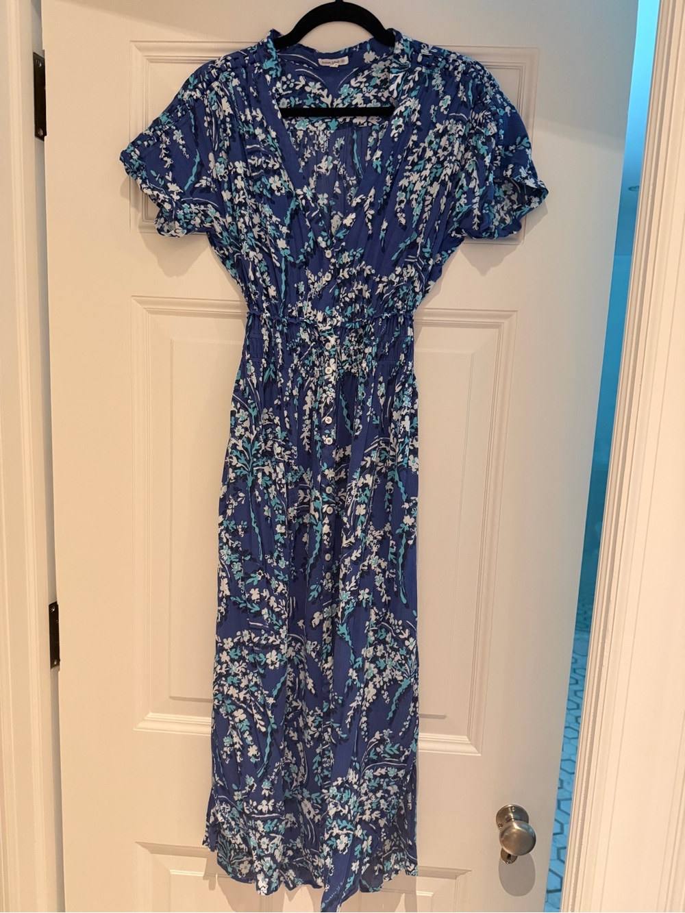 Poupette St. Barth Royal Blue Floral Maxi Dress